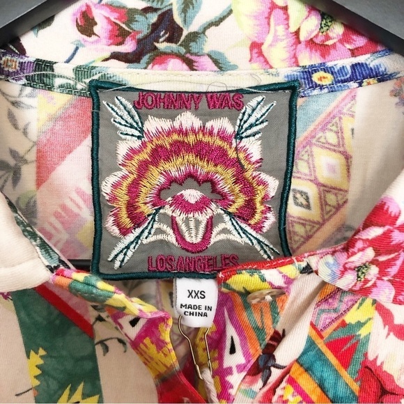 Johnny Was Azzy Flower Polo T-Shirt - Picture 5 of 7